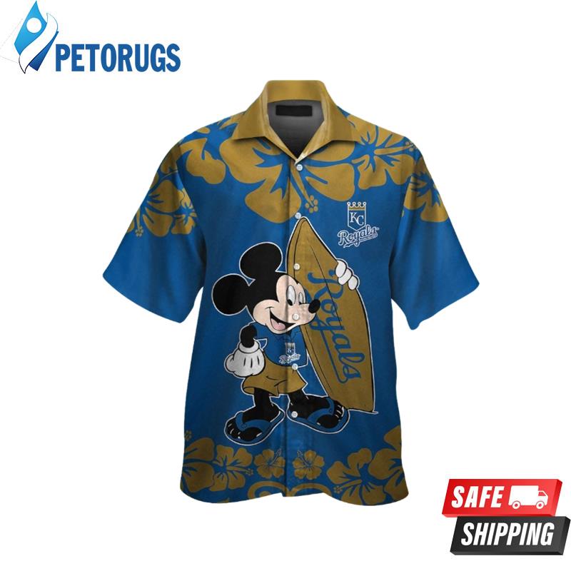Kansas City Royals Mickey Mouse Short Sleeve Button Up Tropical Hawaiian Shirt