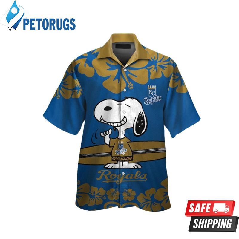 Kansas City Royals Snoopy Short Sleeve Button Up Tropical Hawaiian Shirt