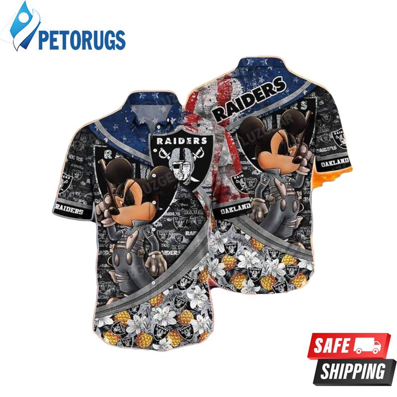 Las Vegas Raiders Mickey Tropical Pattern Hawaiian Shirt