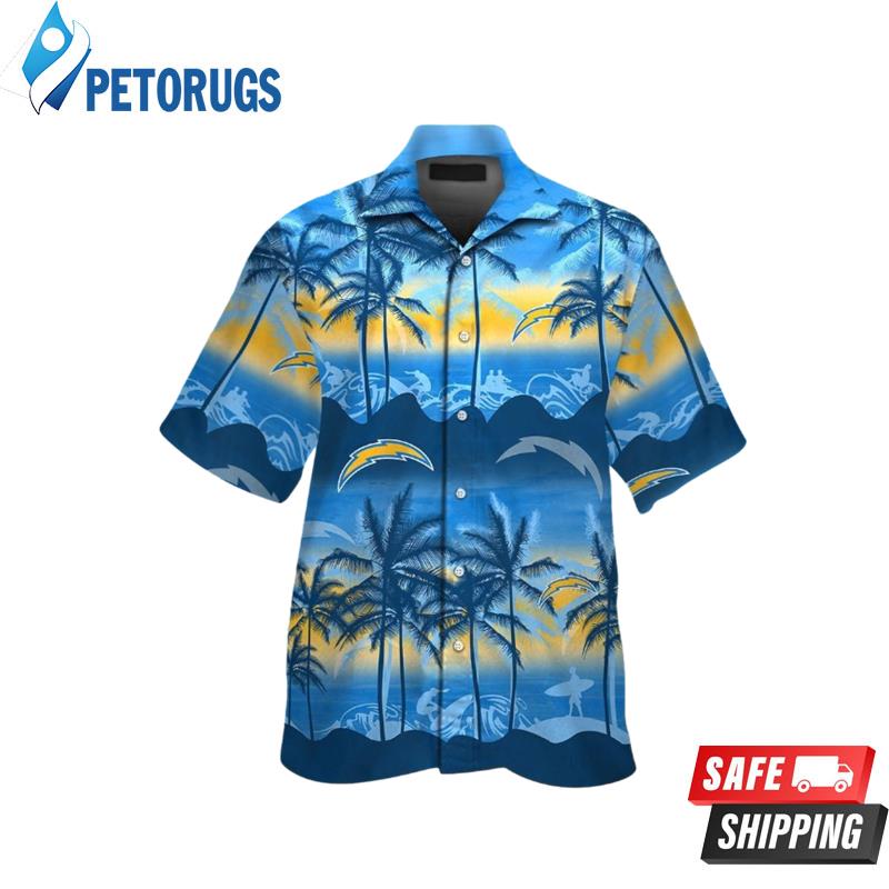 Los Angeles Chargers Coconut Short Sleeve Button Up Tropical Hawaiian Shirt