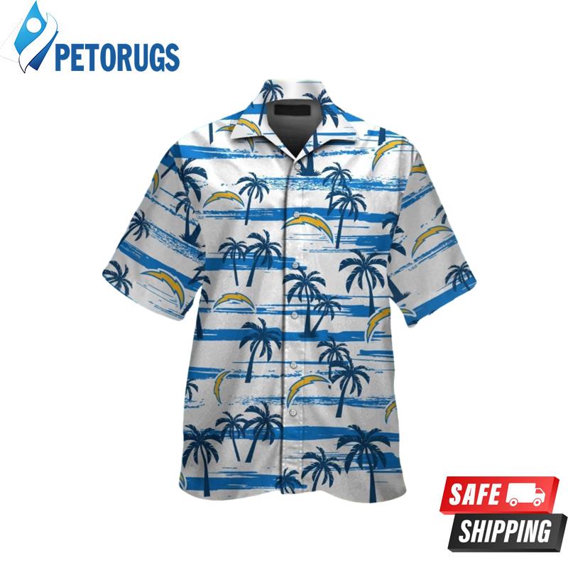 Los Angeles Chargers Short Sleeve Button Up Tropical Hawaiian Shirt