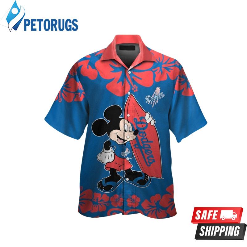 Los Angeles Dodgers Mickey Mouse Short Sleeve Button Up Tropical Hawaiian Shirt