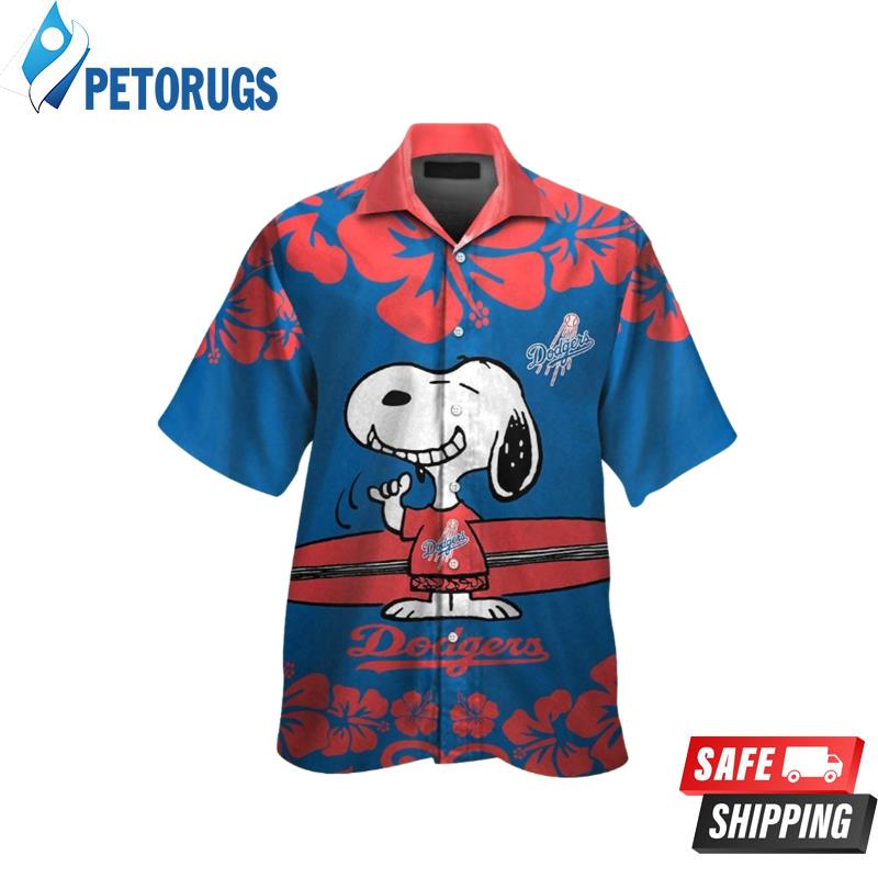 Los Angeles Dodgers Snoopy Short Sleeve Button Up Tropical Hawaiian Shirt