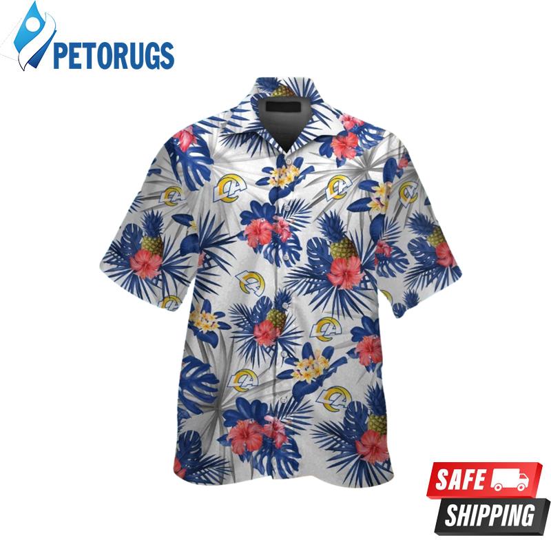 Los Angeles Rams Short Sleeve Button Up Tropical Hawaiian Shirt