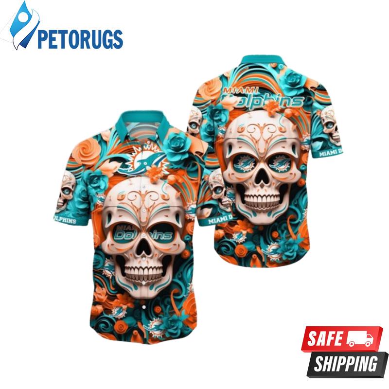 Miami Dolphins Halloween Skull 3D Hawaiian Shirt