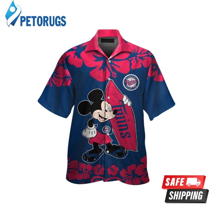 Minnesota Twins Mickey Mouse Short Sleeve Button Up Tropical Hawaiian Shirt