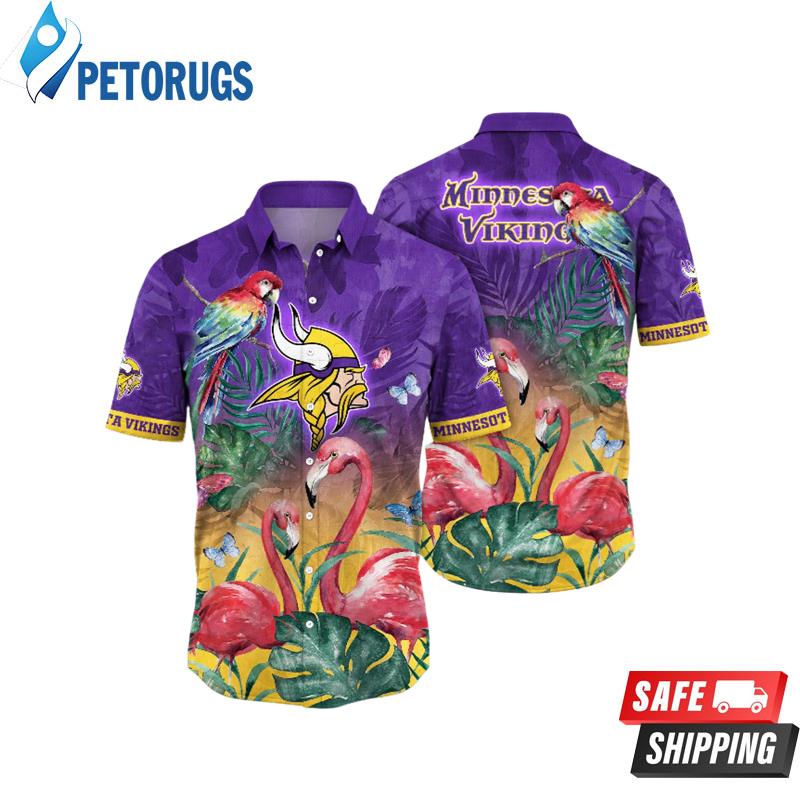 Minnesota Vikings NFL Flamingo Parasols Aloha Hawaiian Shirt