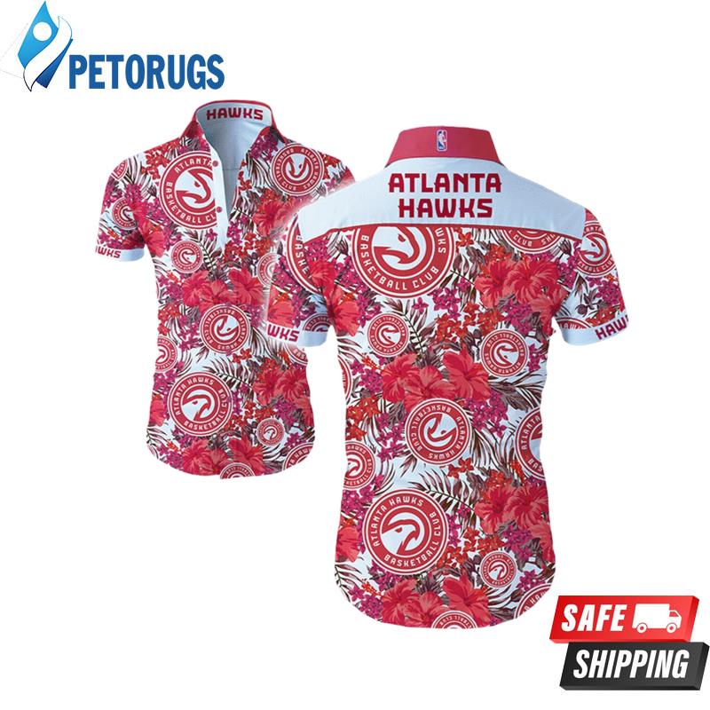 NBA Atlanta Hawks Red Tropical Hibiscus Hawaiian Shirt