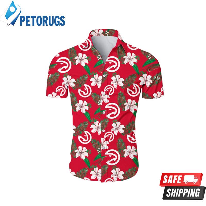 NBA Atlanta Hawks White Hibiscus Red Hawaiian Shirt