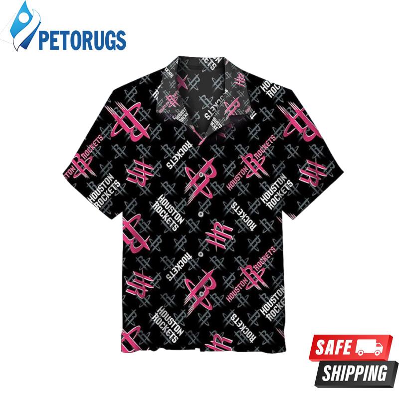 NBA Houston Rockets Black Multi Logo Hawaiian Shirt