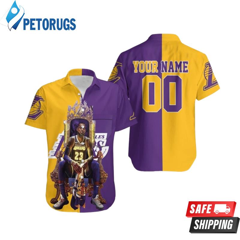 NBA Los Angeles Lakers Custom Name Number Golden Purple Lebron James Hawaiian Shirt