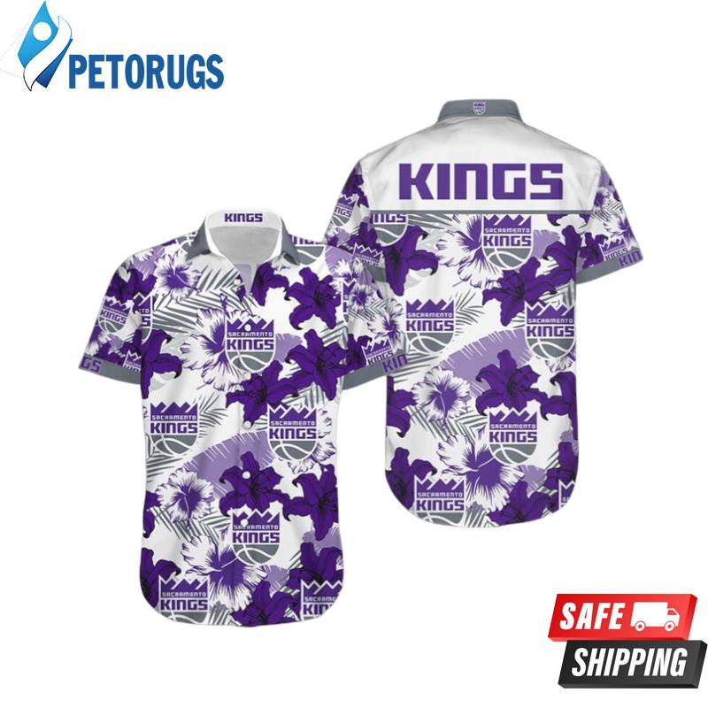 NBA Sacramento Kings Purple Tropical Flowers Hawaiian Shirt