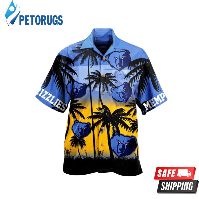 NBS Memphis Grizzlies blur yellow Palm Tree Hawaiian Shirt