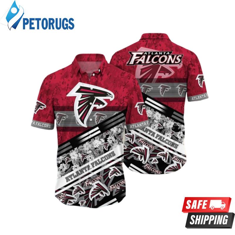 NFL Atlanta Falcons Red Silver Flower Hawaiian Shirt