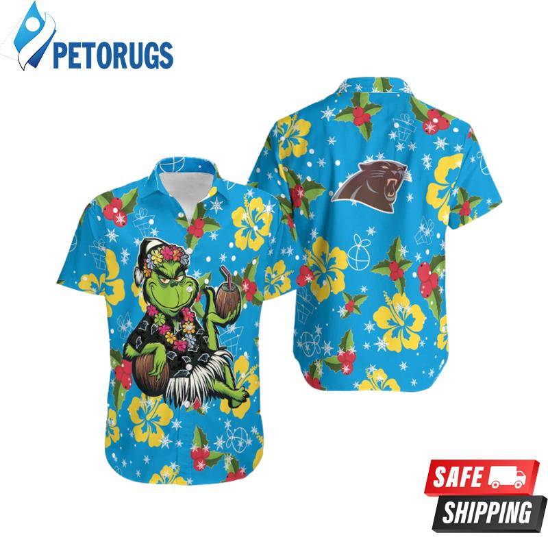 NFL Carolina Panthers Aloha Grinch Relax Christmas Pattern Hawaiian Shirt