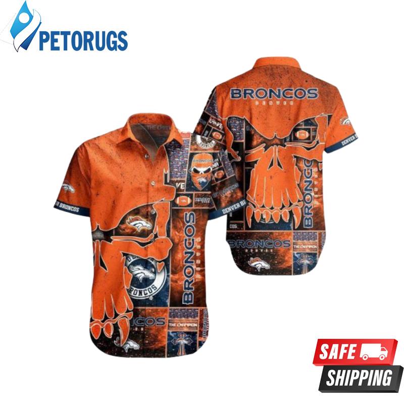 NFL Denver Broncos Orange Punisher Skull Hawaiian Shirt
