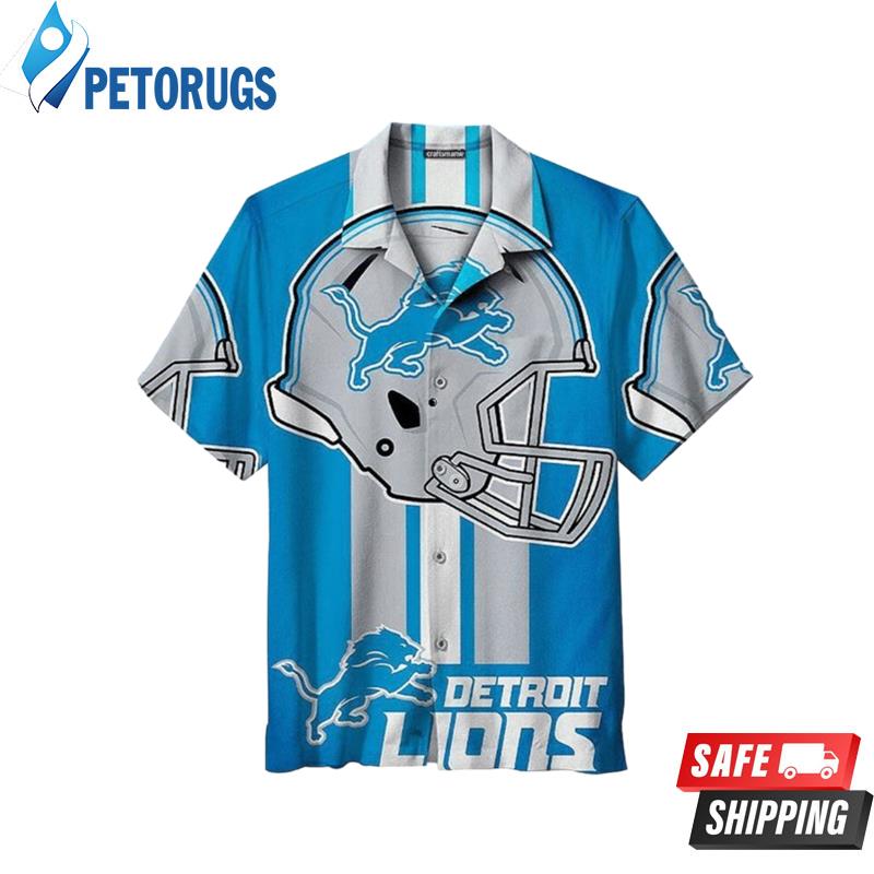 NFL Detroit Lions Blue Silver Helmet Hawaiian Shirt