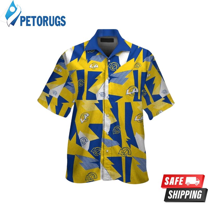 NFL Los Angeles Rams Short Sleeve Button Up Tropical Hawaiian Shirt