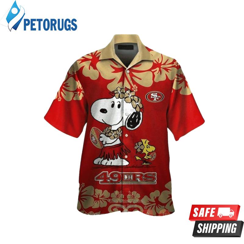 NFL San Francisco 49Ers Red Snoopy In Beach Hawaiian Shirt