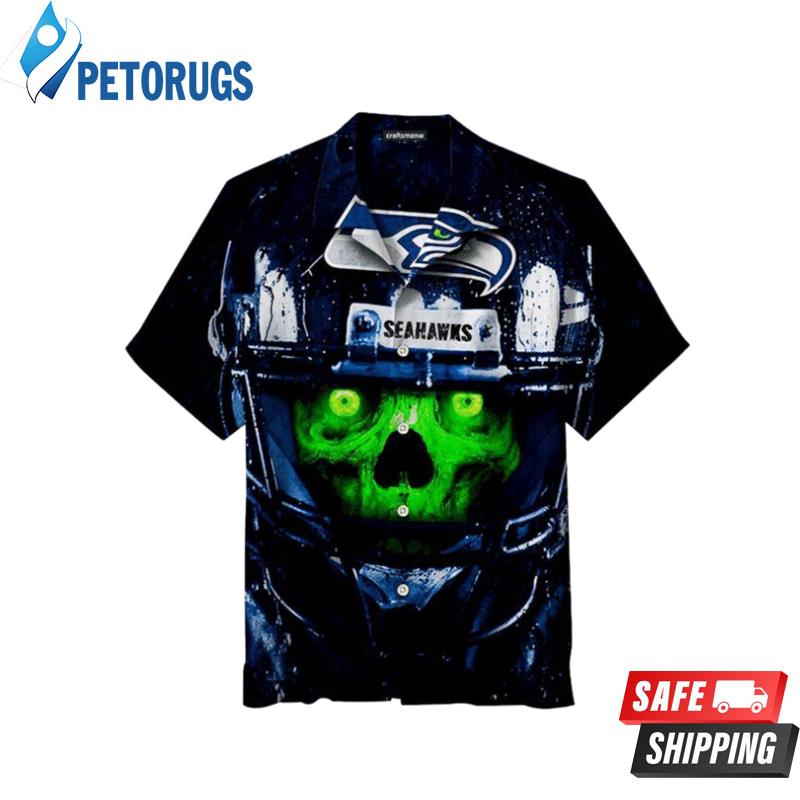 NFL Seattle Seahawks Navy Green Skull Hawaiian Shirt