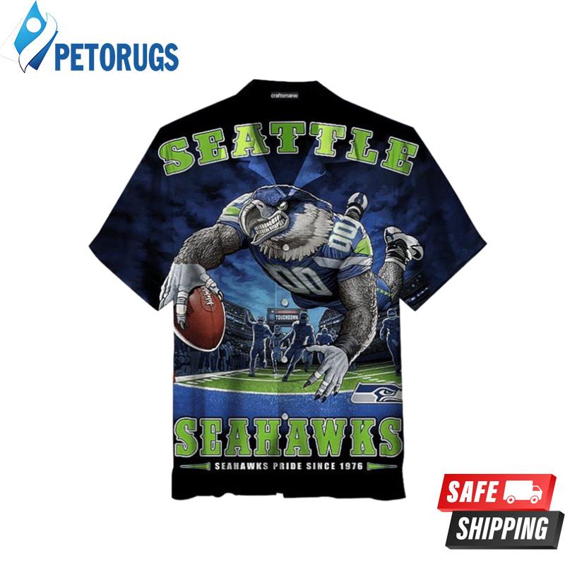 NFL Seattle Seahawks Navy Mascot Hawaiian Shirt