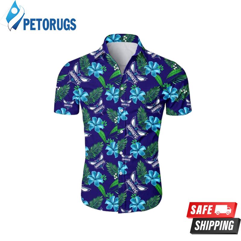 Nba Charlotte Hornets Teal Hibiscus Dark Purple Trendy Hawaiian Shirt