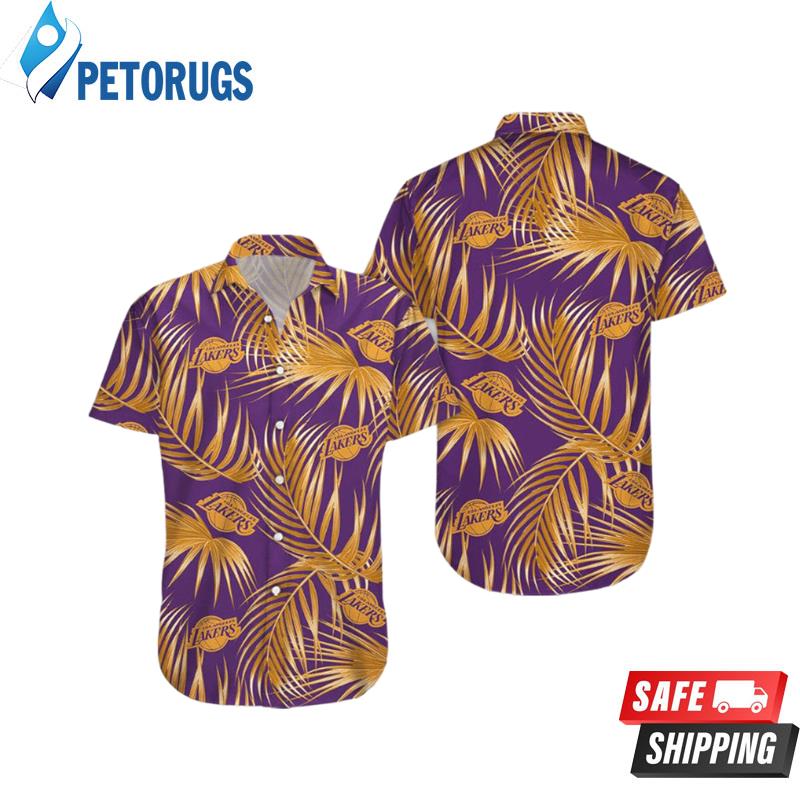 Nba Los Angeles Lakers Golden Leaf Palm Purple Trendy Hawaiian Shirt