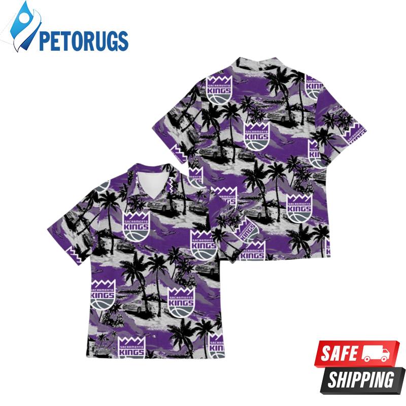 Nba Sacramento Kings Purple White Palm Trees Car Trendy Hawaiian Shirt