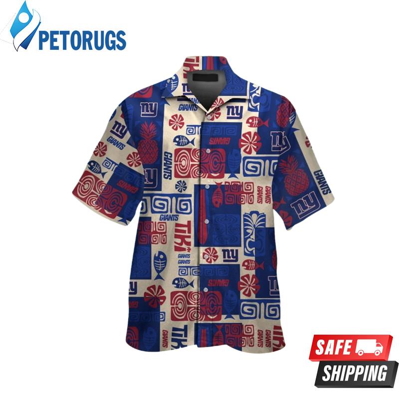 New York Giants Short Sleeve Button Up Tropical Hawaiian Shirt