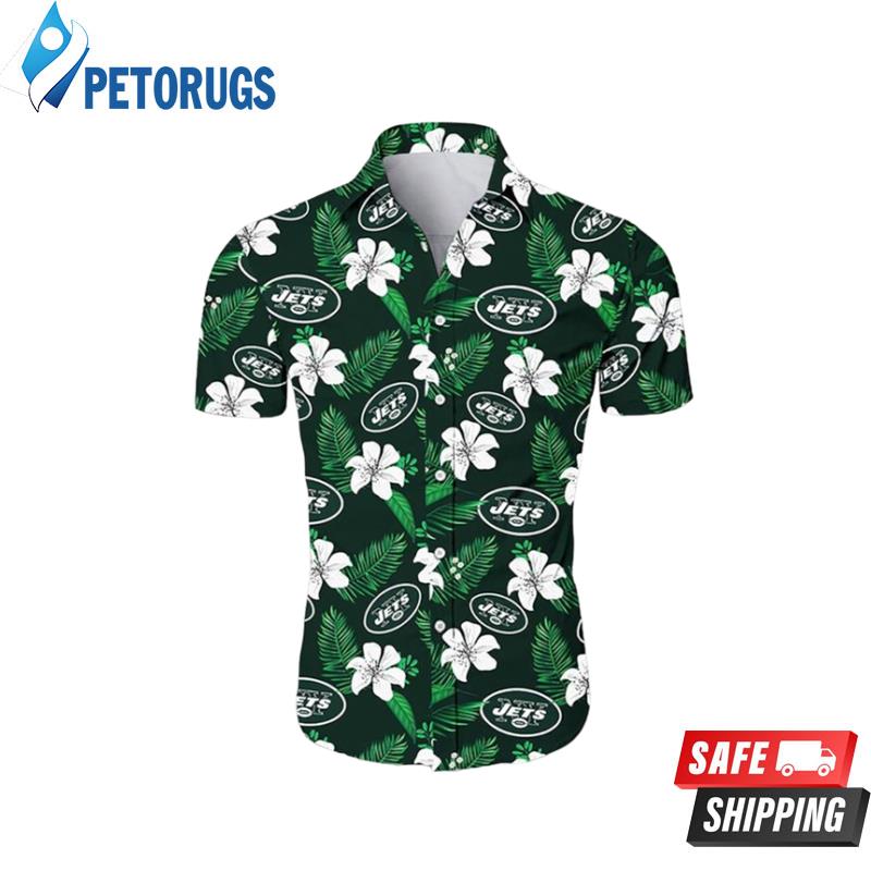 New York Jets Floral Button Up Hawaiian Shirt