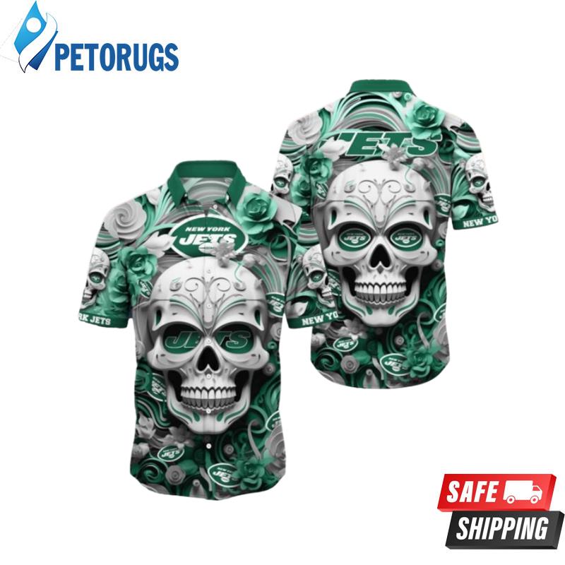 New York Jets Halloween Skull 3D Hawaiian Shirt