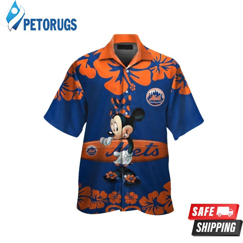New York Mets Minnie Mouse Short Sleeve Button Up Tropical Hawaiian Shirt