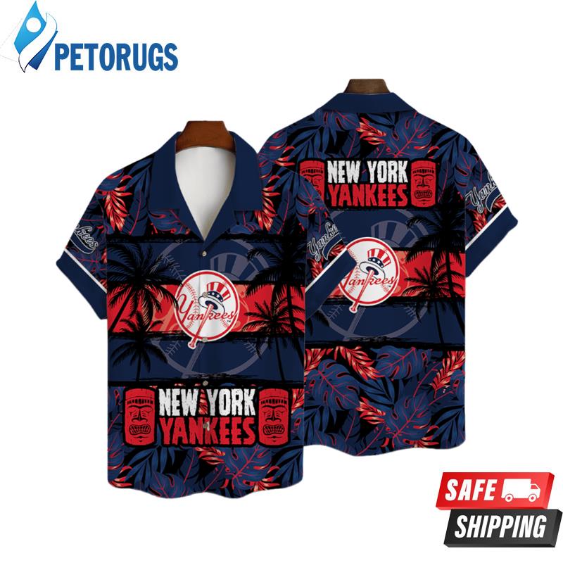New York Yankees All Over Palm Trees Print Hawaiian Shirt
