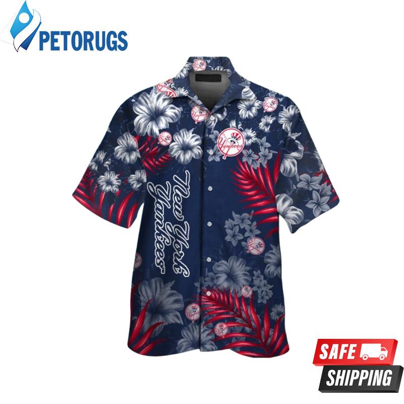 New York Yankees MLB Flower Short Sleeve Button Up Tropical Hawaiian Shirt