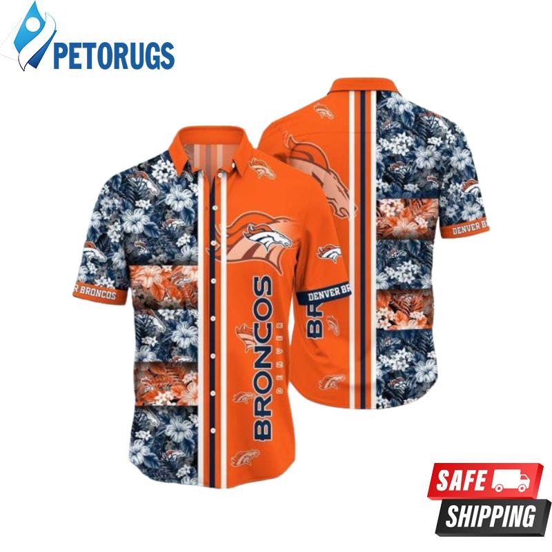 Nfl Denver Broncos Tropical Flowers Orange Trendy Hawaiian Shirt