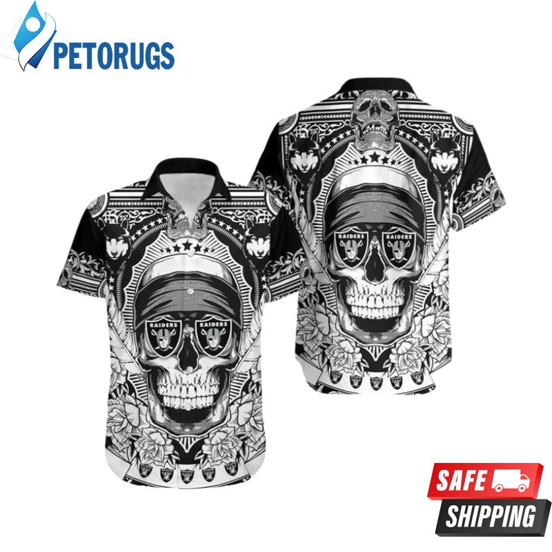 Nfl Las Vegas Raiders Skull Black White Trendy Hawaiian Shirt