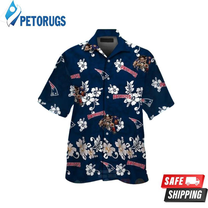 Nfl New England Patriots Dark Navy Hiibscus Hawaiian Shirt