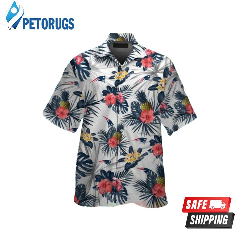 Nfl New England Patriots White Hiibscus Hawaiian Shirt