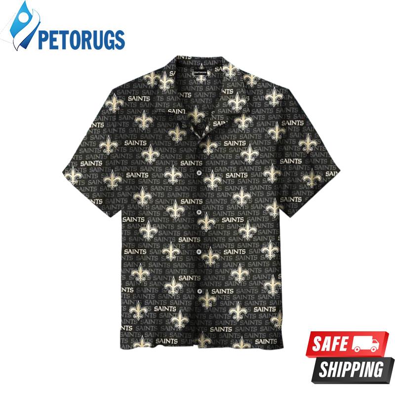 Nfl New Orleans Saints Black Golden Multi Small Logo Trendy Hawaiian Shirt