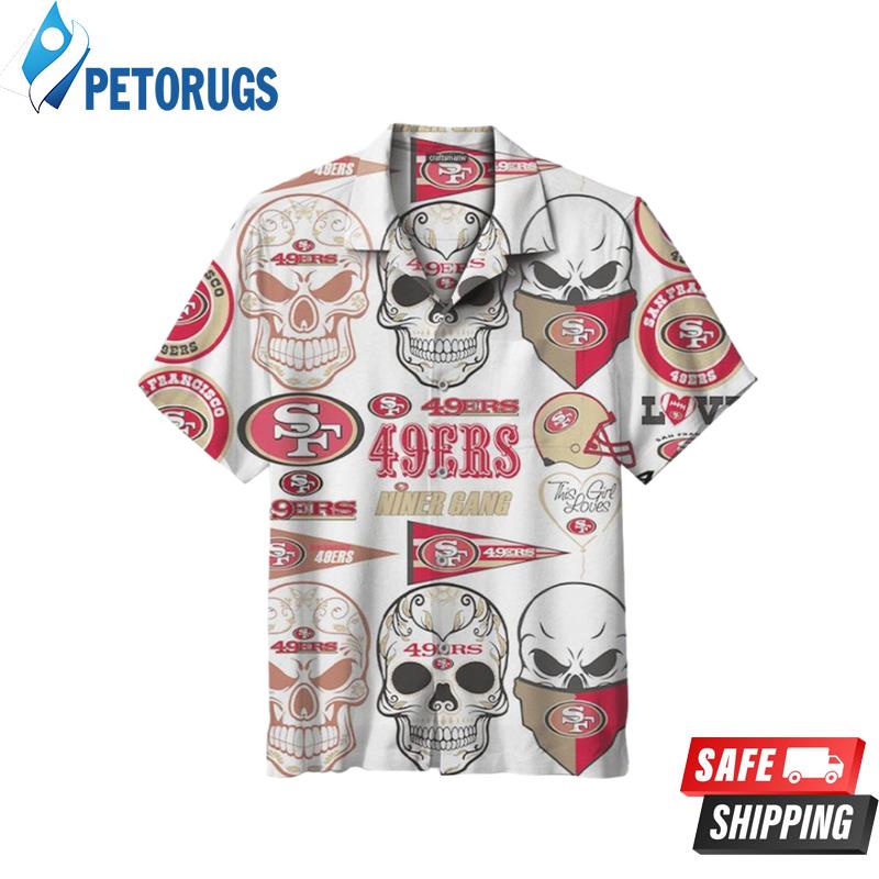 Nfl San Francisco 49Ers White Skulls Edition Trendy Hawaiian Shirt