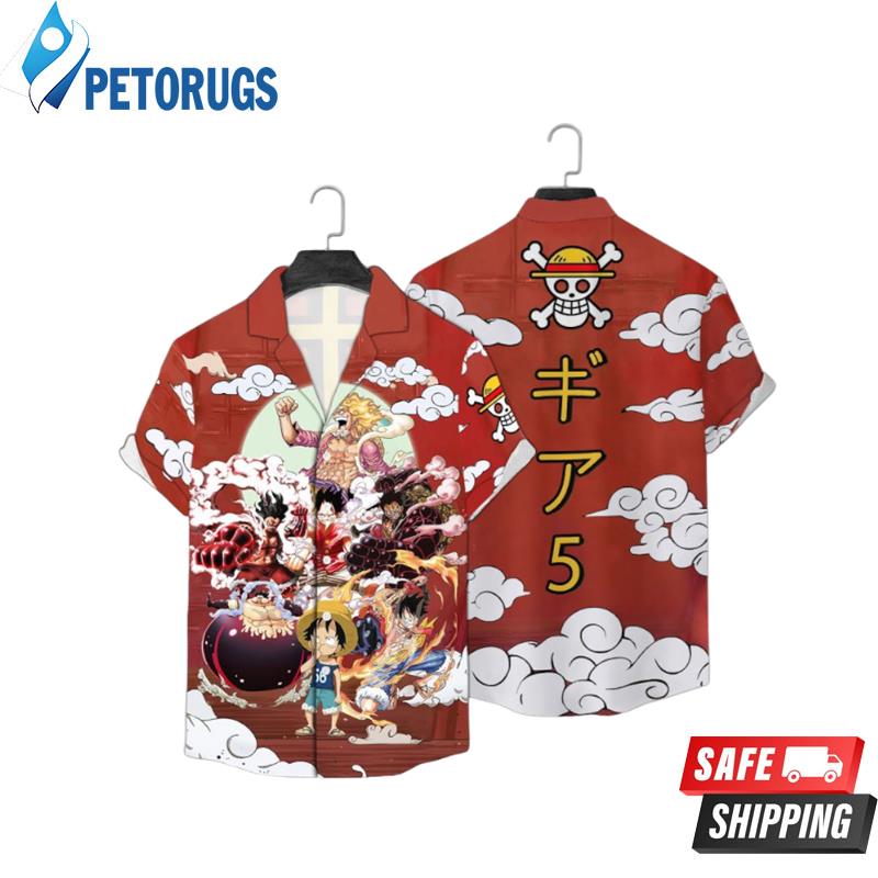 One Piece RED Blue Hawaiian Shirt