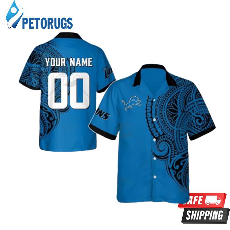 Personalize NFL Detroit Lions Polynesian Tattoo Design Hawaiian Shirt