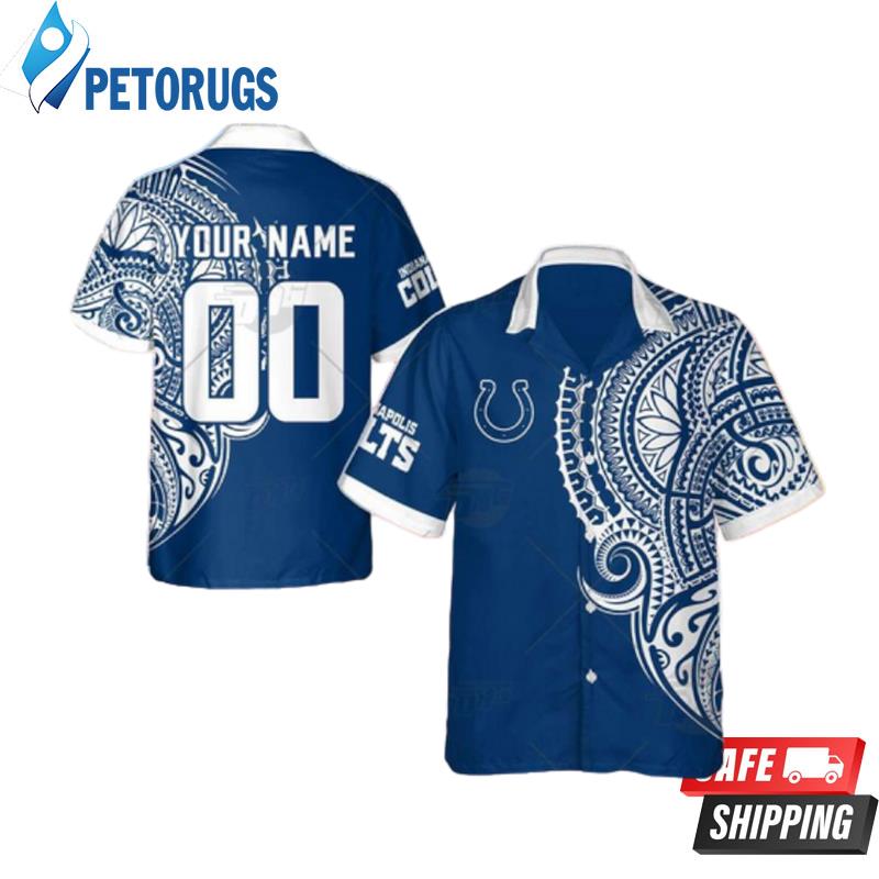 Personalize NFL Indianapolis Colts Polynesian Tattoo Design Hawaiian Shirt