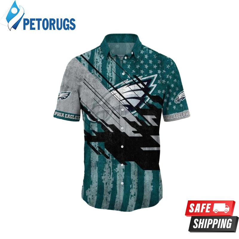 Philadelphia Eagles NFL Graphic Print American Flag Hawaiian Shirt