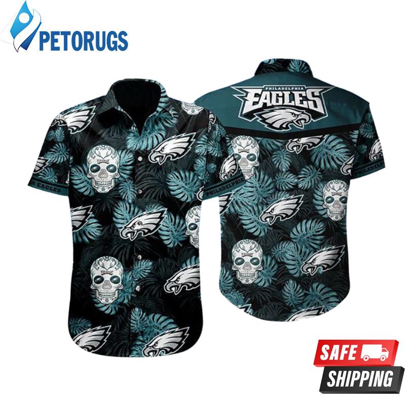 Philadelphia Eagles Sugar Skull Floral Hawaiian Shirt