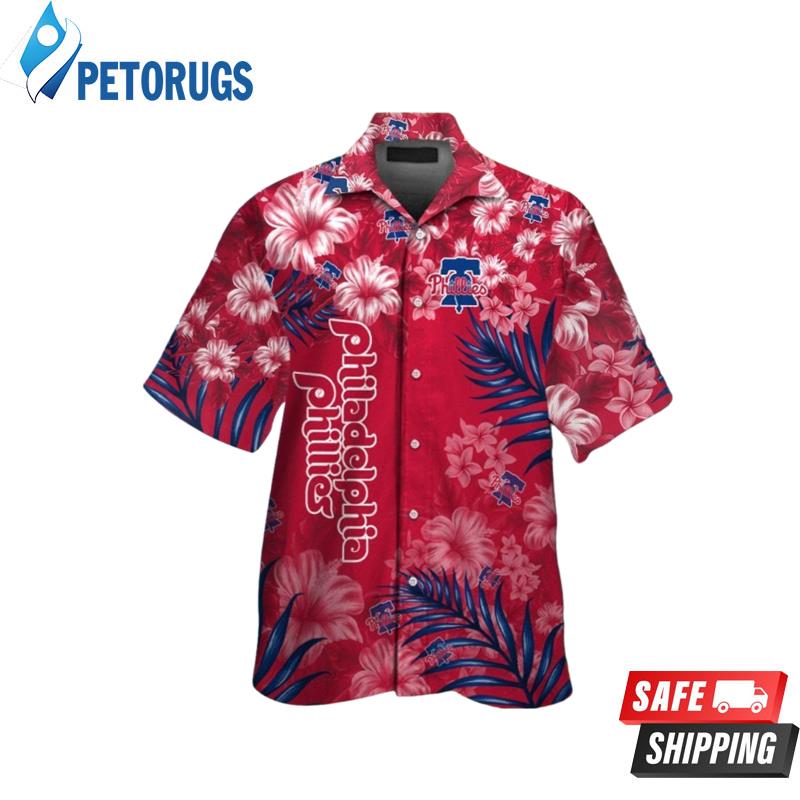 Philadelphia Phillies MLB Flower Short Sleeve Button Up Hawaiian Shirt