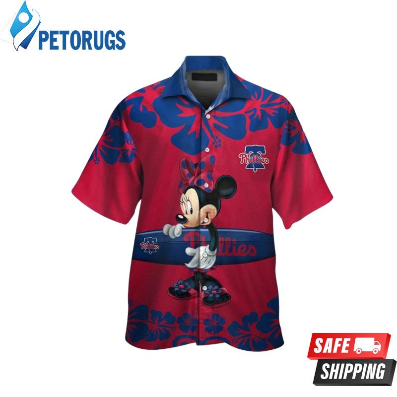 Philadelphia Phillies Minnie Mouse Short Sleeve Button Up Tropical Hawaiian Shirt
