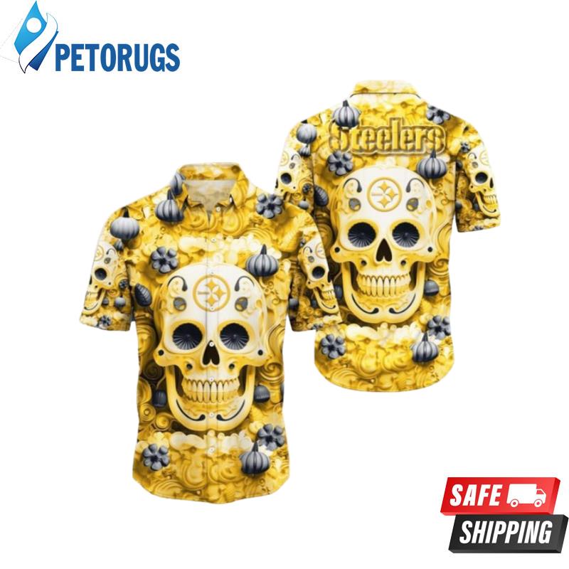 Pittsburgh Steelers Halloween Pumpkin Skull 3D Hawaiian Shirt