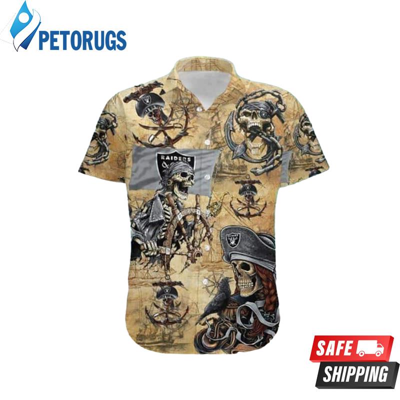 Raiders with Pirates Skull Print Hawaiian Shirt