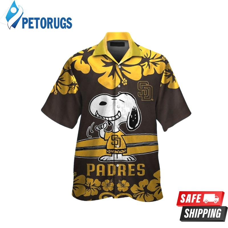 San Diego Padres Snoopy Short Sleeve Button Up Tropical Hawaiian Shirt